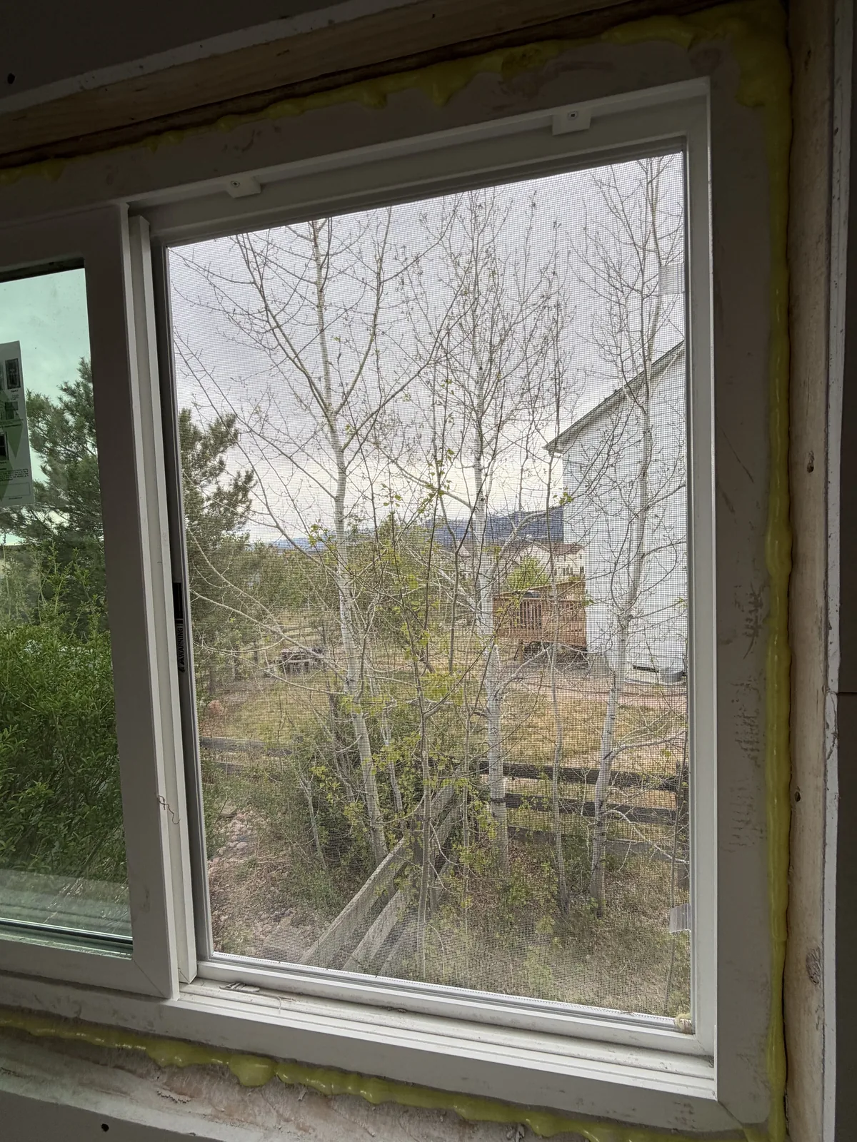 Window and wall detail during kitchen remodel preparation